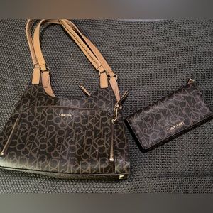 CK shoulder bag and wallet